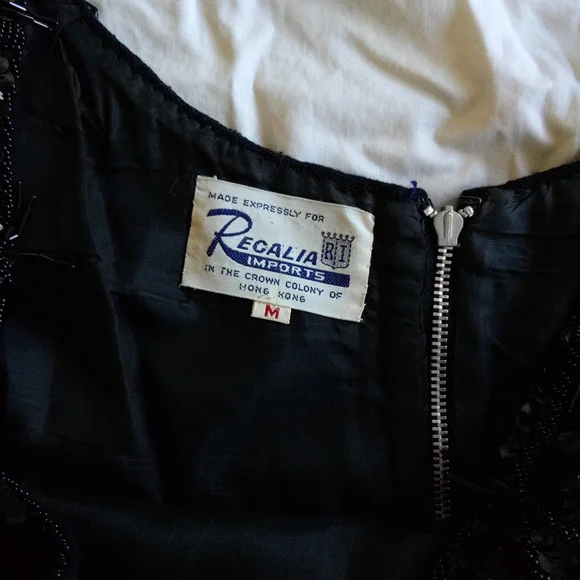 Vintage beaded lined black tank top blouse - Picture 6 of 7